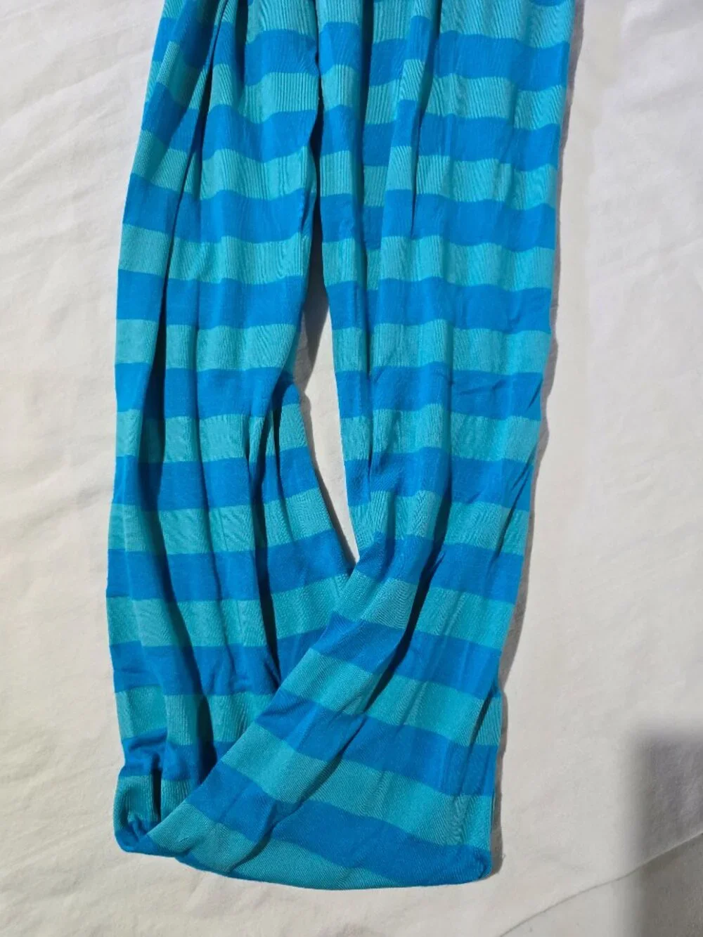 Ruffle Girl Infinity Scarf – Two-Tone Blue Striped – Lightweight Accessory
